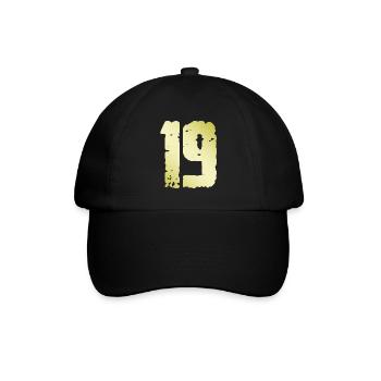 19 Zahl Vintage - Baseballkappe - Schwarz/Schwarz - Vorne