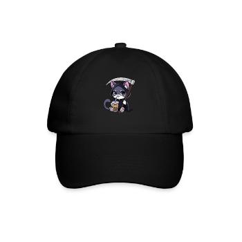 Grim Reaper Anime Cat Cherry Blossom - Baseball Cap - black/black - Front