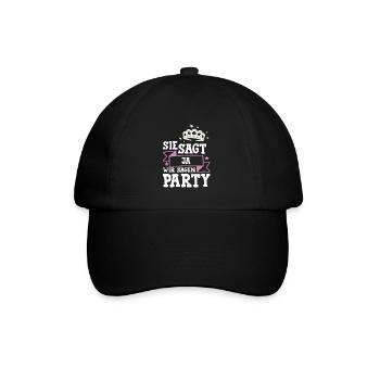 Sie sagt Ja Hochzeit Braut - Baseballkappe - Schwarz/Schwarz - Vorne