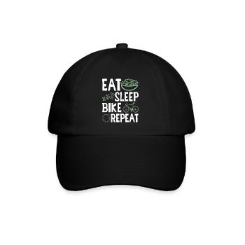 eat sleep bike repeat - Baseballkappe - Schwarz/Schwarz - Vorne