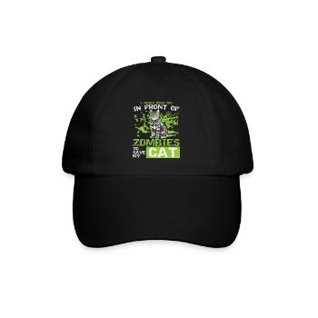 Chat drôle chaton Zombie vêtements - Casquette classique - noir/noir - Devant