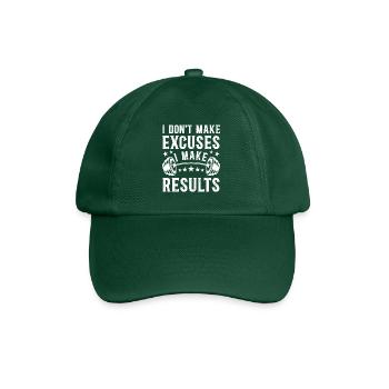 No Excuses For Results - Inspirational Quote - Baseball Cap - bottle green - Front