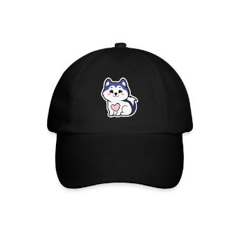 Husky süßes Herz Hund Geschenk Malamute - Baseballkappe - Schwarz/Schwarz - Vorne