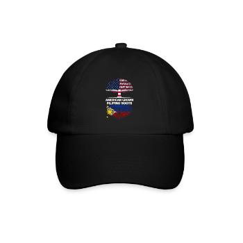American Grown Filipino Roots Philippinen - Baseballkappe - Schwarz/Schwarz - Vorne