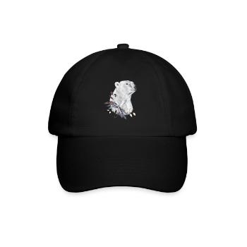 Eisbärenporträt verziert mit Weihnachtspflanze - Baseballkappe - Schwarz/Schwarz - Vorne