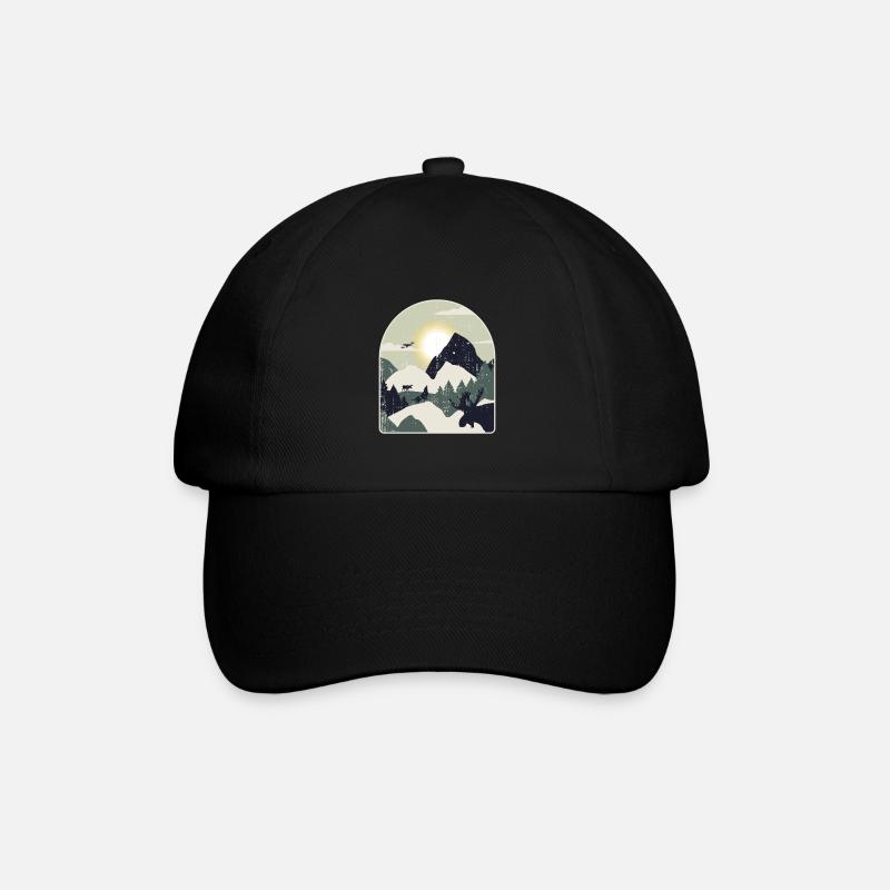 Nature Forest Mountains Hiking - Baseball Cap - black/black
