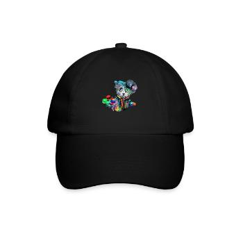 Colorful cat - Baseball Cap - black/black - Front