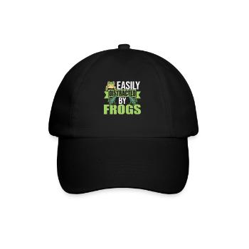 Amphibian Herpetologist Funny Easily Distracted By - Baseballkappe - Schwarz/Schwarz - Vorne
