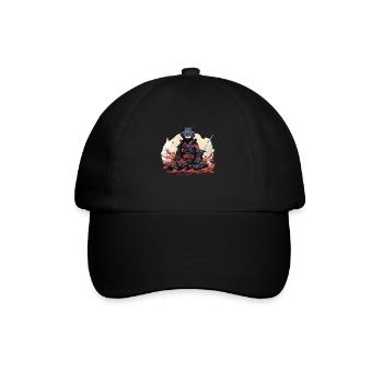 Japanische Kunst Katze Kawaii Anime - Baseballkappe - Schwarz/Schwarz - Vorne