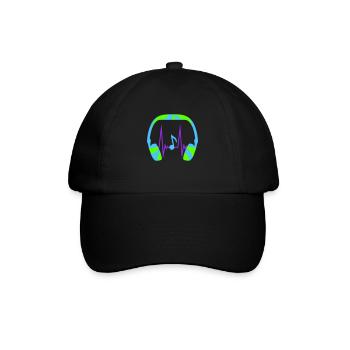 Headphones Note Music Note Pulse Frequency Heartbeat - Baseball Cap - black/black - Front
