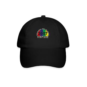 Jahrgang 2007 Retro - Bursdag - Baseballkappe - Schwarz/Schwarz - Vorne