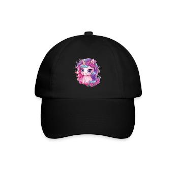 Licorne Kawaii avec des roses - Casquette classique - noir/noir - Devant