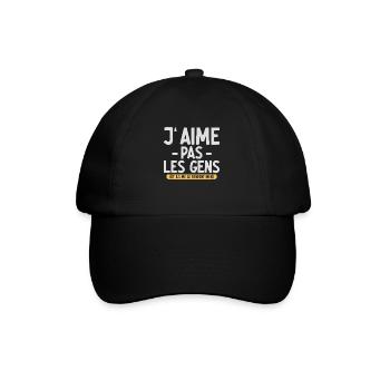 J’aime pas les gens T-shirt drôle français - Casquette classique - noir/noir - Devant