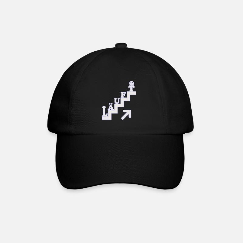 Läuft Treppenstufen Motivation - Baseballkappe - Schwarz/Schwarz