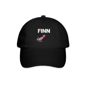 FINN - Schöner Jungen Name mit Dinosaurier - Baseballkappe - Schwarz/Schwarz - Vorne