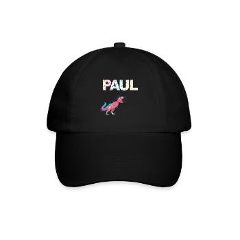 PAUL - Schöner Jungen Name mit Dinosaurier - Baseballkappe - Schwarz/Schwarz - Vorne