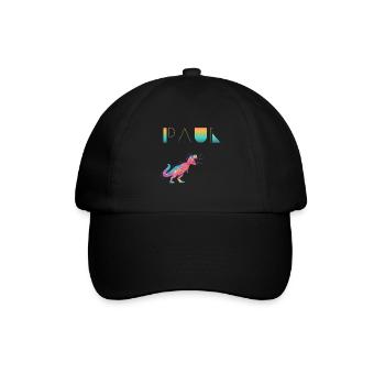 PAUL - Beautiful boy name with dinosaur - Baseball Cap - black/black - Front