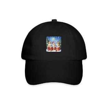 Lustige Weihnachtshasen mit Weihnachtsmannmütze - Baseballkappe - Schwarz/Schwarz - Vorne