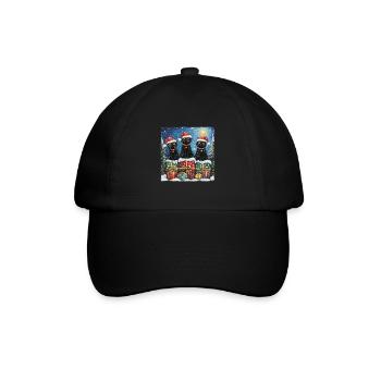 Schwarze Katzen mit Weihnachtsgeschenke - Baseballkappe - Schwarz/Schwarz - Vorne