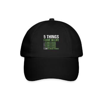Sport 5 Things I Love In Life Ultimate Frisbee - Baseballkappe - Schwarz/Schwarz - Vorne