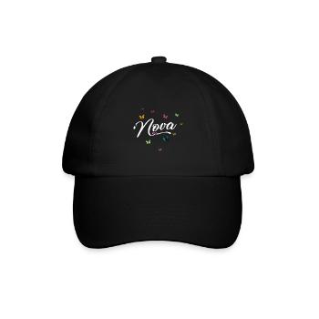 NOVA - Girl Name with Colorful Butterflies - Baseball Cap - black/black - Front
