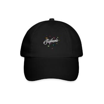 STEPHANIE - Nom de la fille et papillons colorés - Casquette classique - noir/noir - Devant