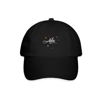 ADA - Girl Name with Colorful Butterflies - Baseball Cap - black/black - Front