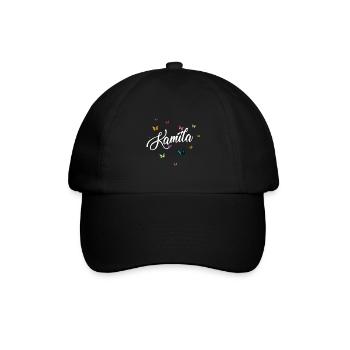 KAMILA - Girl Name with Colorful Butterflies - Baseball Cap - black/black - Front