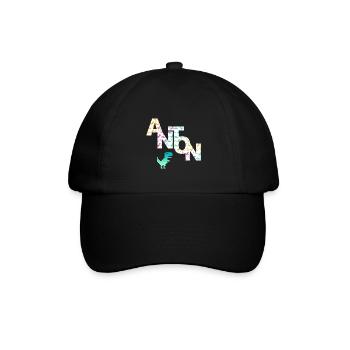 ANTON - Beau prénom de garçon avec dinosaure - Casquette classique - noir/noir - Devant