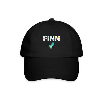 FINN - Schöner Jungen Name mit Dinosaurier - Baseballkappe - Schwarz/Schwarz - Vorne