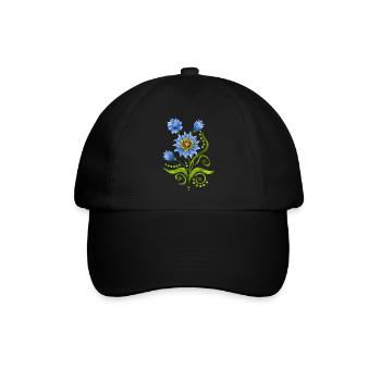 Blumen - Baseballkappe - Schwarz/Schwarz - Vorne
