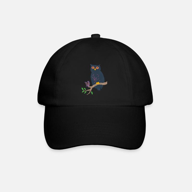 Hibou et champignons - Casquette classique - noir/noir