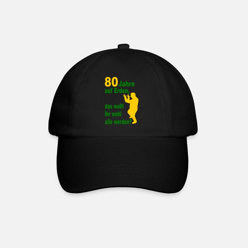 80. Geburtstag - 80 Jahre auf Erden - Baseballkappe - Schwarz/Schwarz