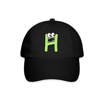 H - Buchstabe H mit Augen 👀 - Baseballkappe - Schwarz/Schwarz - Vorne