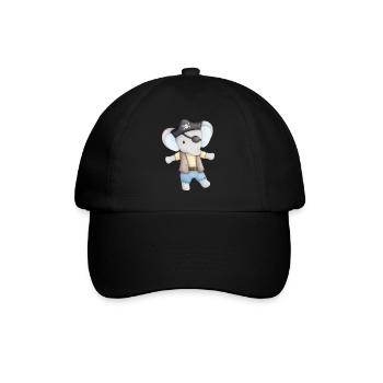 cute elephant as a pirate - Baseball Cap - black/black - Front