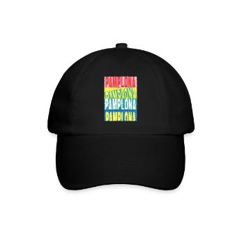 Pamplona Spanien Stadt Schrift Skyline Heimat - Baseballkappe - Schwarz/Schwarz - Vorne