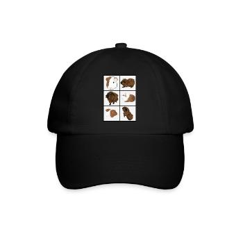 Nettes Design mit Meerschweinchen 1 - Baseballkappe - Schwarz/Schwarz - Vorne