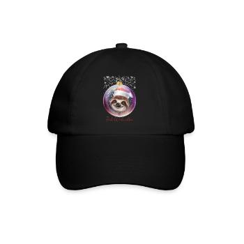 Frohe Weihnachten Weihnachtsoutfit Faultier - Baseballkappe - Schwarz/Schwarz - Vorne