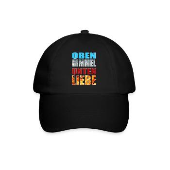 Oben Himmel unten Liebe - Baseballkappe - Schwarz/Schwarz - Vorne