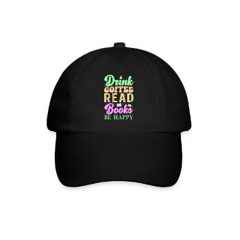 Read coffee books - Baseball Cap - black/black - Front