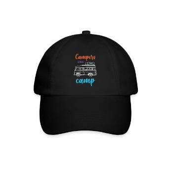Camper auf dem Weg zum Camp - Baseballkappe - Schwarz/Schwarz - Vorne