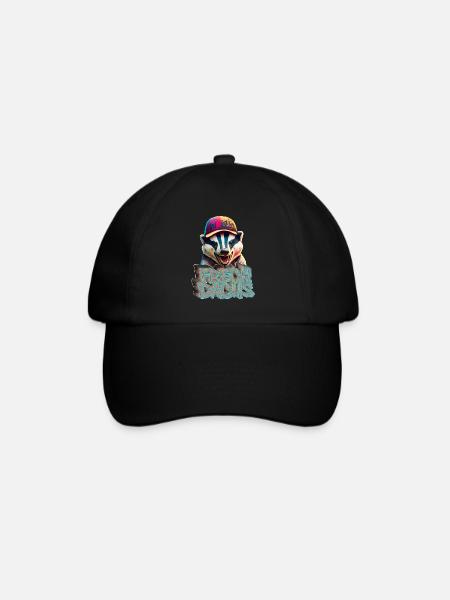 Frechdachs- Frecher Dachs Graffiti Style - Baseballkappe - Schwarz/Schwarz