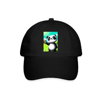 Panda mit Eiscreme - Baseballkappe - Schwarz/Schwarz - Vorne