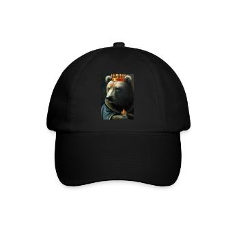 Bär mit Krone - Baseballkappe - Schwarz/Schwarz - Vorne