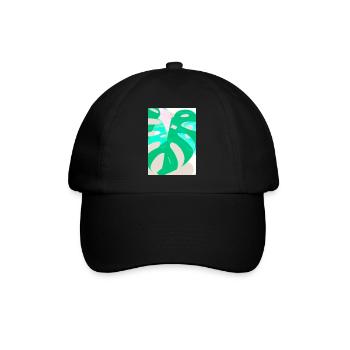 Monstera Pflanze Zusammenfassung - Baseballkappe - Schwarz/Schwarz - Vorne
