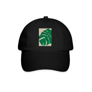 Monstera Pflanze Zusammenfassung - Baseballkappe - Schwarz/Schwarz - Vorne
