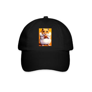 Hamster frisst - Baseballkappe - Schwarz/Schwarz - Vorne