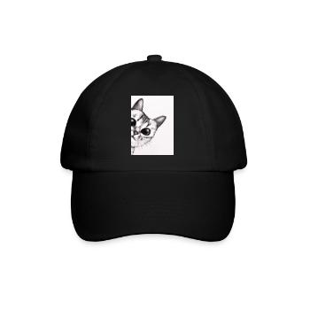 Niedliche Katze Zeichnung - Baseballkappe - Schwarz/Schwarz - Vorne