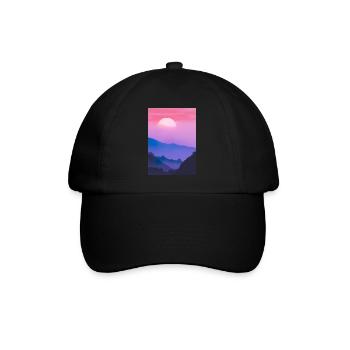 Rosa Sonnenuntergang - Baseballkappe - Schwarz/Schwarz - Vorne