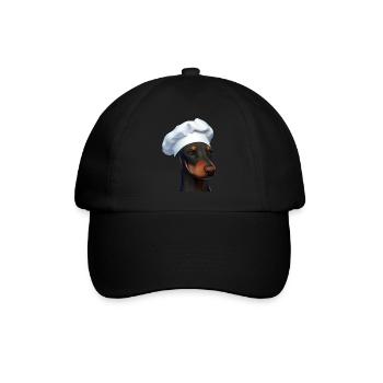 Doberman Restaurateur Doberman Puppy Dog Cooks - Baseball Cap - black/black - Front